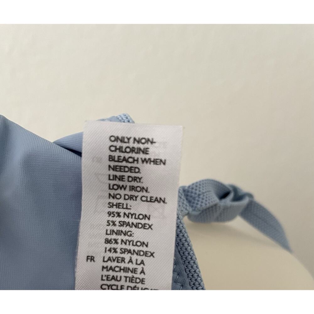 COS Bikini Top Womens 8 Light Blue Excellent Wrap Front Textured Swim - Picture 11 of 11
